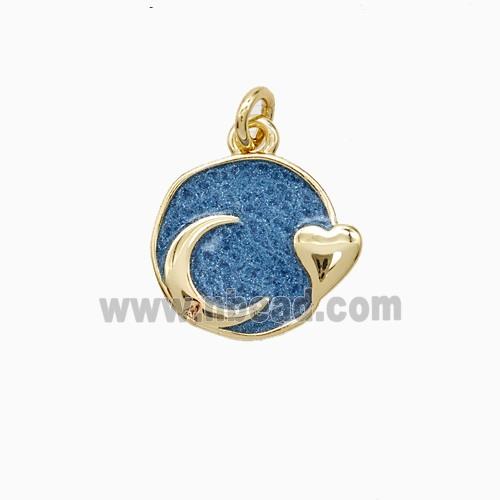 Copper Moon Heart Pendant Painted Gold Plated