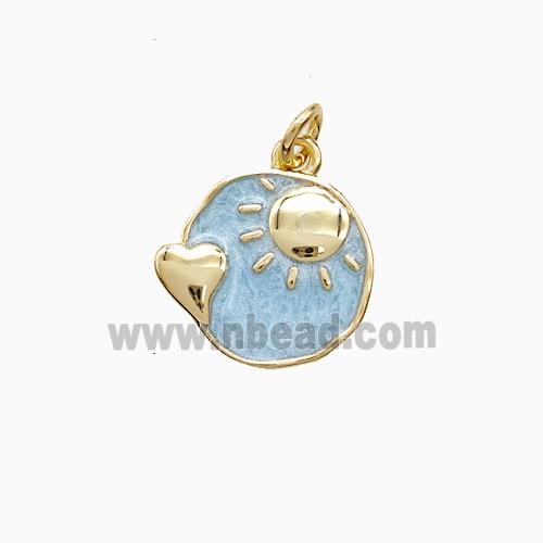 Copper Sun Heart Pendant Painted Gold Plated