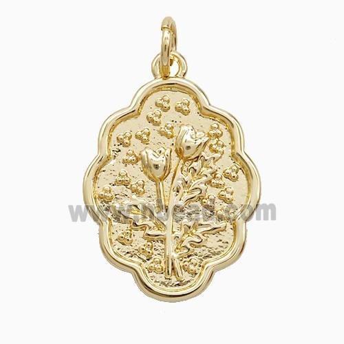 Copper Flower Pendant Gold Plated
