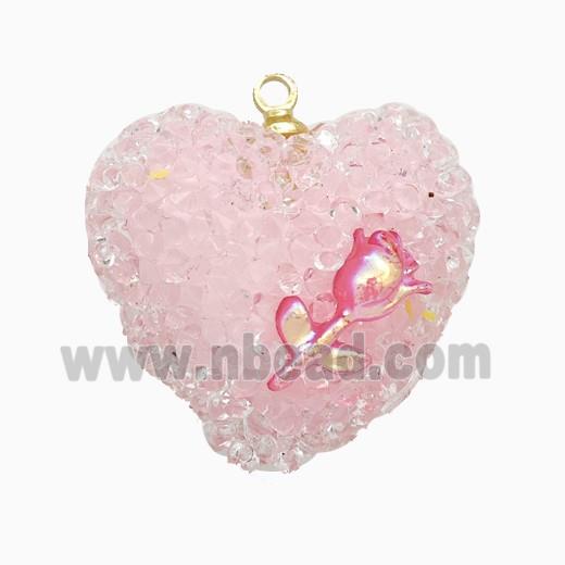 Pink Resin Heart Pendant