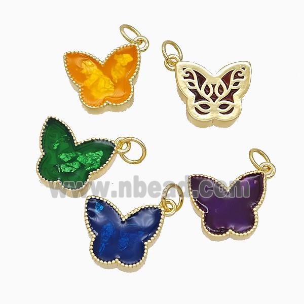 Copper Butterfly Pendant Painted Gold Plated Mixed