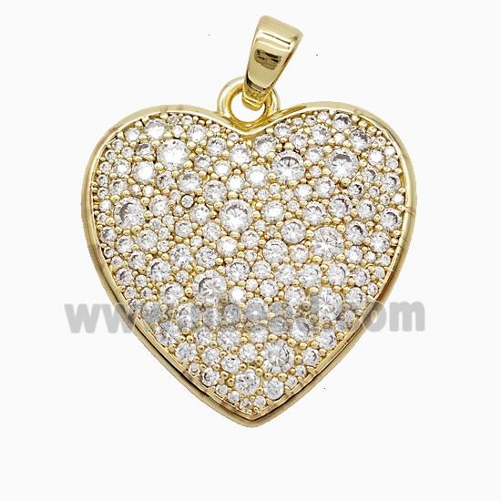 Copper Heart Pendant Micropave Zirconia Gold Plated