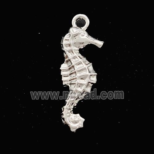 Copper Seahorse Pendant Shiny Silver