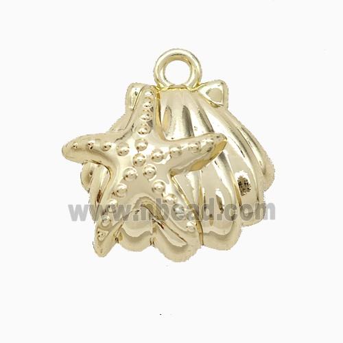 Copper Starfish Scallop Shell Pendant Gold Plated