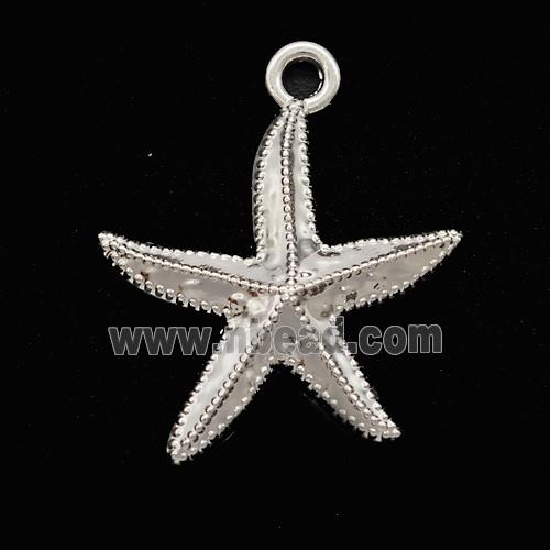 Copper Starfish Pendant Shiny Silver