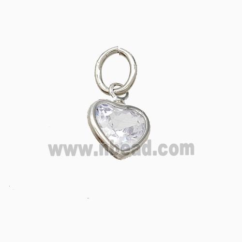 Cubic Zirconia Heart Pendant Copper Platinum Plated