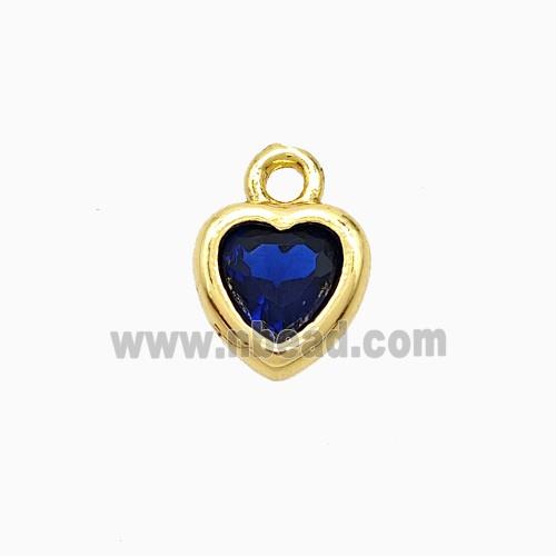 Blue Cubic Zirconia Heart Pendant Copper Gold Plated
