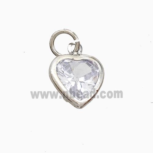 Cubic Zirconia Heart Pendant Copper Platinum Plated