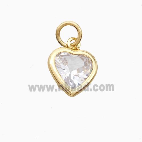 Cubic Zirconia Heart Pendant Copper Gold Plated