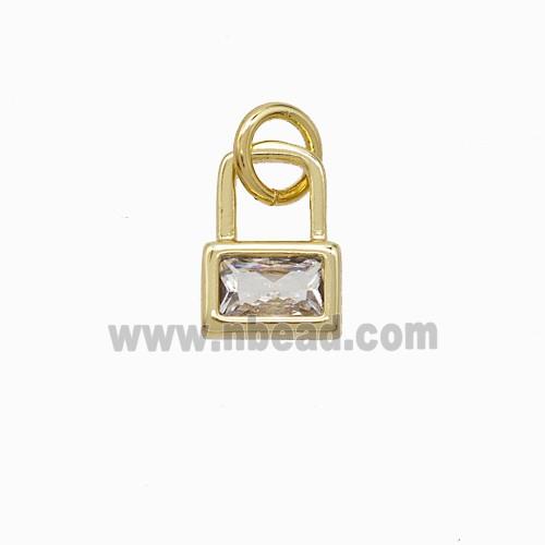 Copper Lock Pendant Pave Zirconia Gold Plated