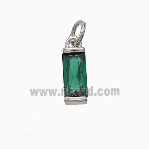 Green Cubic Zirconia Stick Pendant Copper Platinum Plated