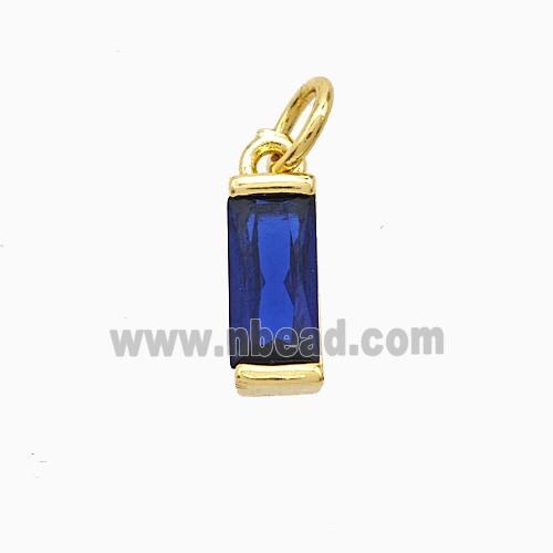 Blue Cubic Zirconia Stick Pendant Copper Gold Plated