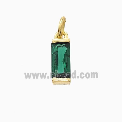 Green Cubic Zirconia Stick Pendant Copper Gold Plated
