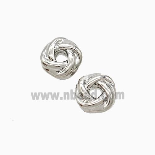 Lover Knot Charms Copper Beads Rondelle Platinum Plated