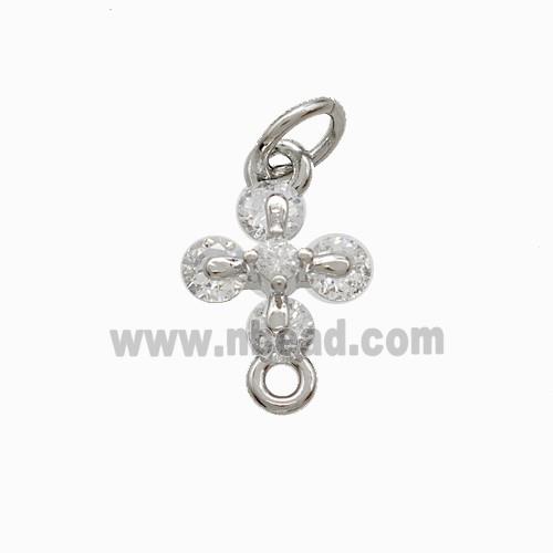 Copper Cross Pendant Pave Zirconia Platinum Plated