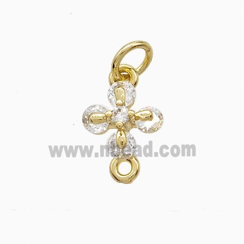 Copper Cross Pendant Pave Zirconia Gold Plated