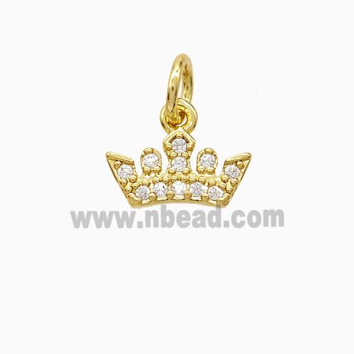 Copper Crown Pendant Pave Zirconia Gold Plated