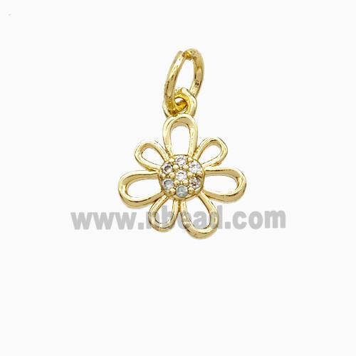 Copper Flower Pendant Pave Zirconia Gold Plated