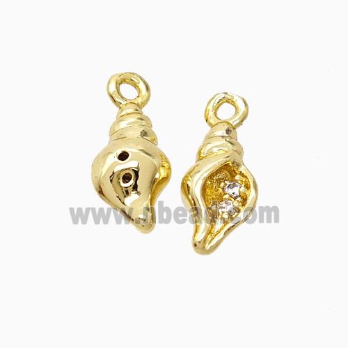 Copper Conch Shell Pendant Pave Zirconia Gold Plated