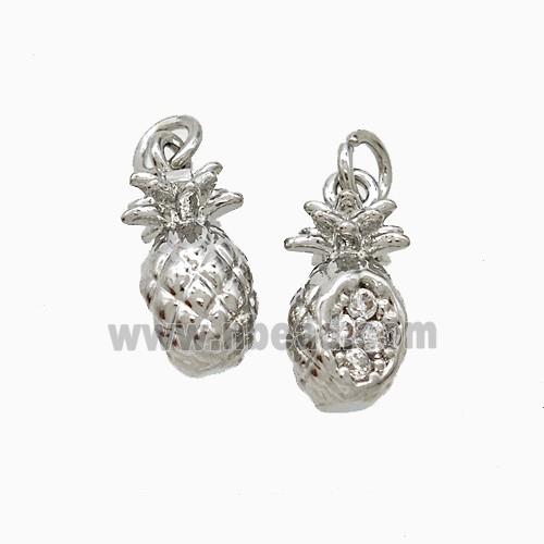 Copper Pineapple Pendant Pave Zirconia Platinum Plated