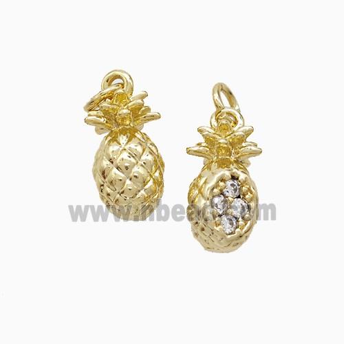 Copper Pineapple Pendant Pave Zirconia Gold Plated