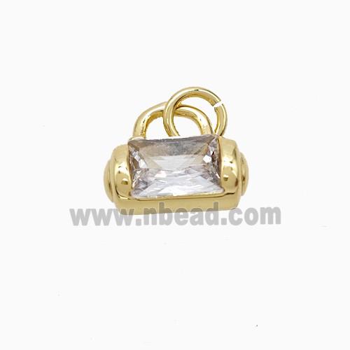 Copper Lock Pendant Pave Zirconia Gold Plated