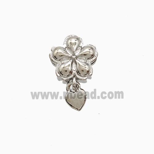 Copper Flower Pendant Heart Platinum Plated