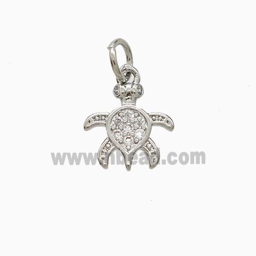 Copper Tortoise Pendant Pave Zirconia Platinum Plated