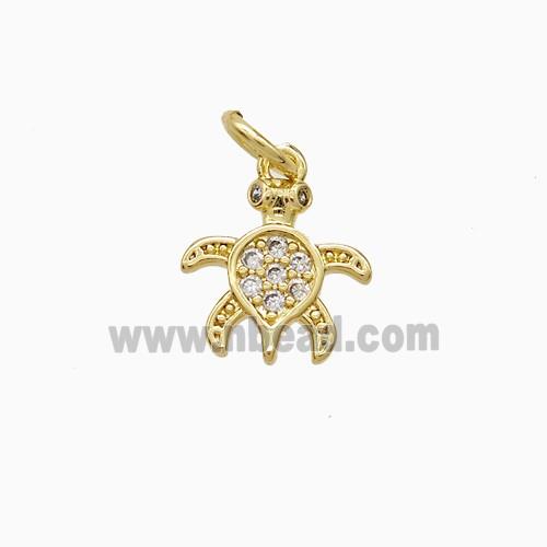 Copper Tortoise Pendant Pave Zirconia Gold Plated