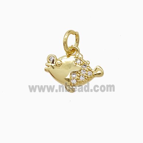 Copper Fish Pendant Pave Zirconia Gold Plated