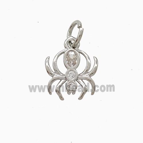 Copper Spider Pendant Pave Zirconia Platinum Plated