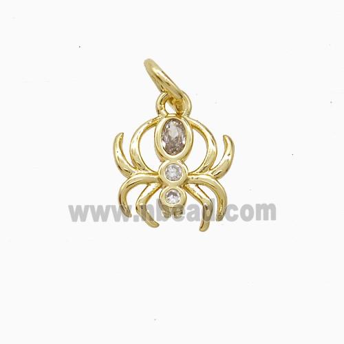 Copper Spider Pendant Pave Zirconia Gold Plated