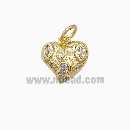 Copper Heart Pendant Pave Zirconia Gold Plated