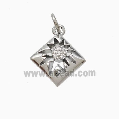 Copper Star Pendant Pave Zirconia Platinum Plated