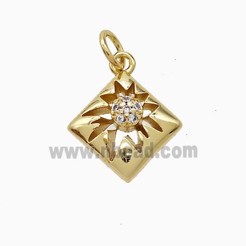 Copper Star Pendant Pave Zirconia Gold Plated