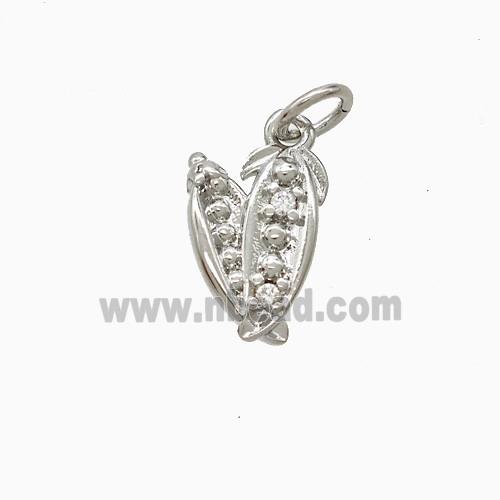 Copper Lentil Pendant Pave Zirconia Peas Bean Platinum Plated