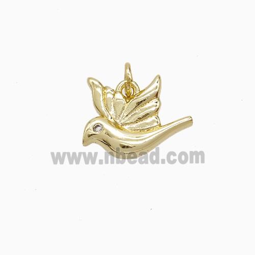 Copper Peace Dove Pendant Pave Zirconia Birds Gold Plated