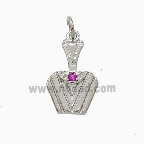 Copper Perfume Bottle Pendant Pave Zirconia Platinum Plated