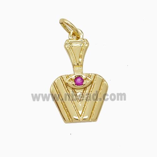 Copper Perfume Bottle Pendant Pave Zirconia Gold Plated
