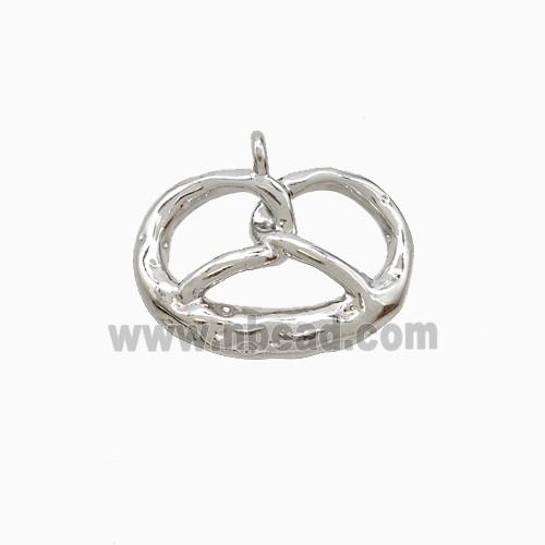 Pretzel Charms Copper Pendant Hammered Platinum Plated