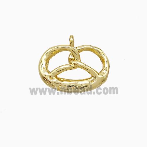 Pretzel Charms Copper Pendant Hammered Gold Plated