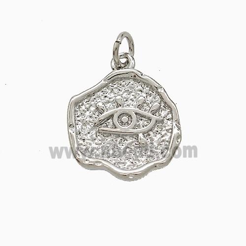 Copper Eye Pendant Hammered Platinum Plated
