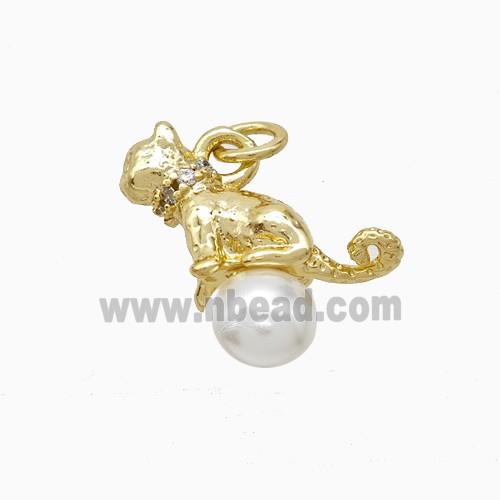 Copper Leopard Pendant Pave Resin Gold Plated