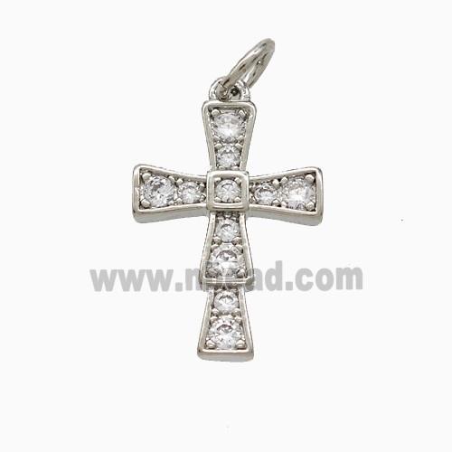 Copper Cross Pendant Pave Zirconia Platinum Plated