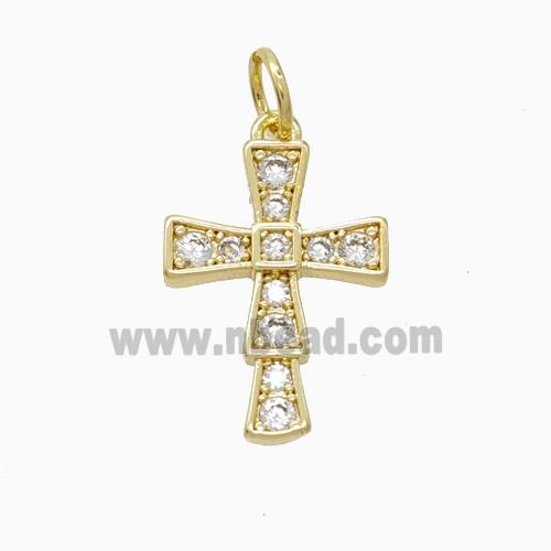 Copper Cross Pendant Pave Zirconia Gold Plated