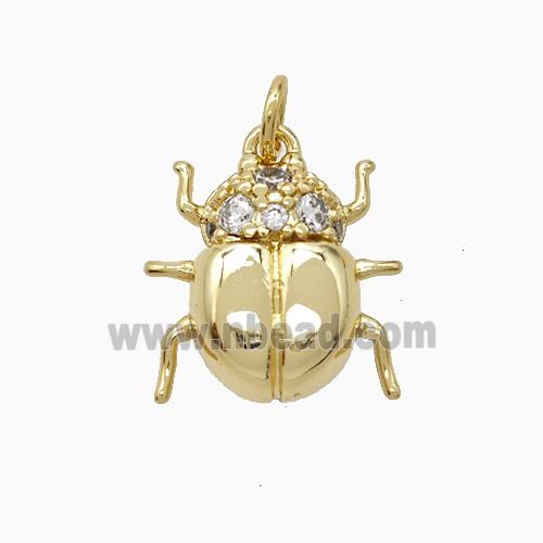 Copper Ladybug Pendant Pave Zirconia Gold Plated