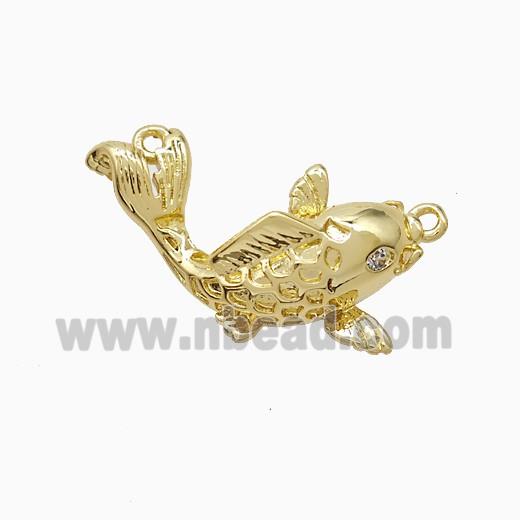 Copper Fish Pendant Pave Zirconia Gold Plated