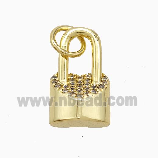 Copper Lock Pendant Pave Zirconia Gold Plated