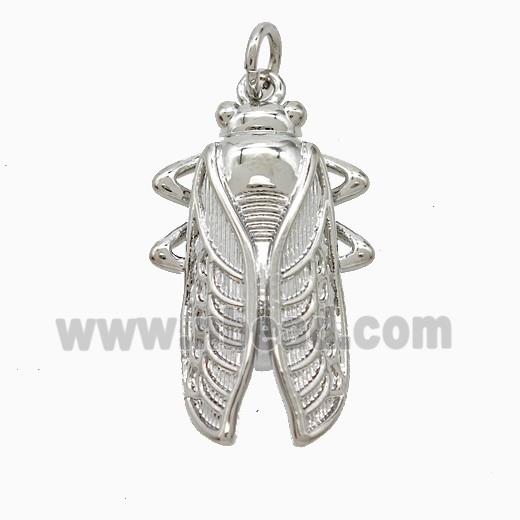 Copper Cicada Pendant Platinum Plated