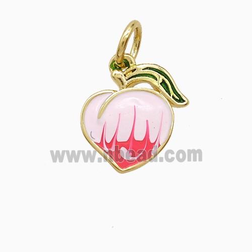 Copper Peach Pendant Enamel Gold Plated